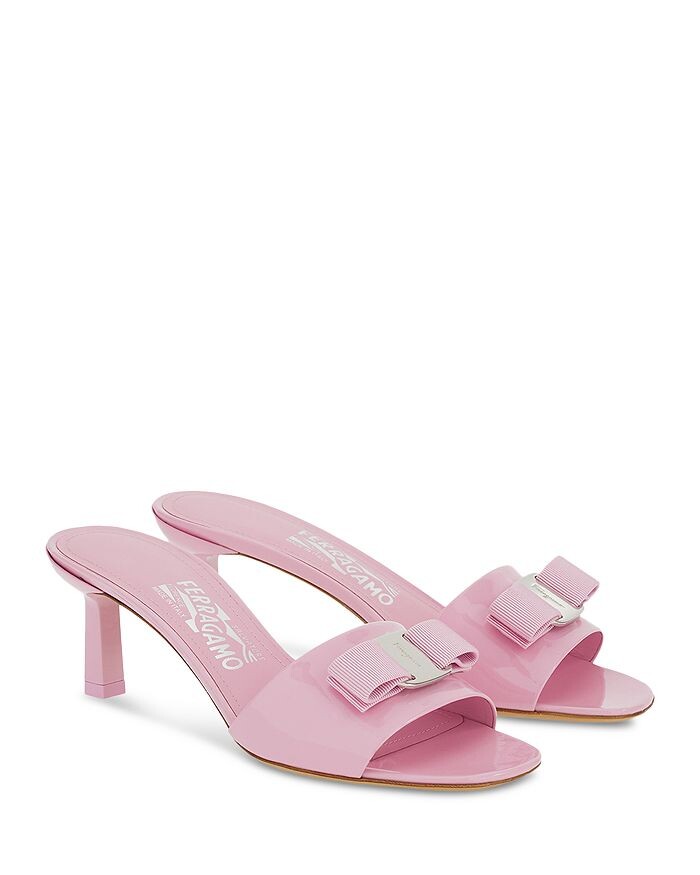 

Женские шлепанцы Glo 55 с бантом на каблуке Ferragamo