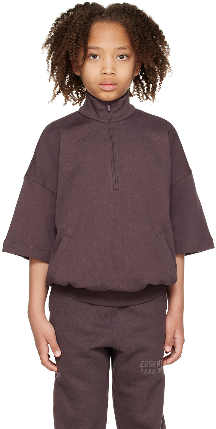 

Детский фиолетовый свитшот с молнией до половины Fear of God ESSENTIALS