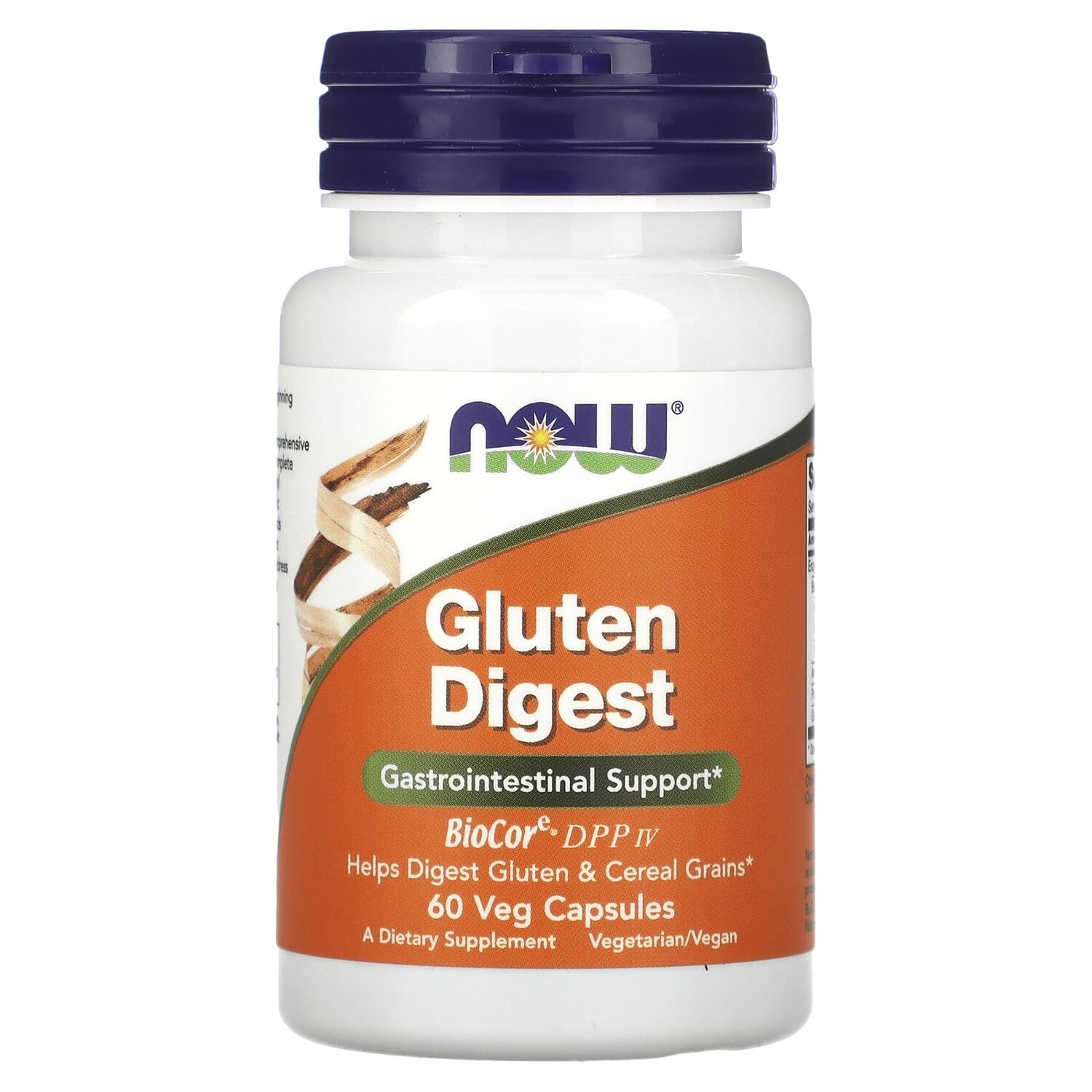 

Gluten Digest, добавка для переваривания глютена, 60 растительных капсул, NOW Foods