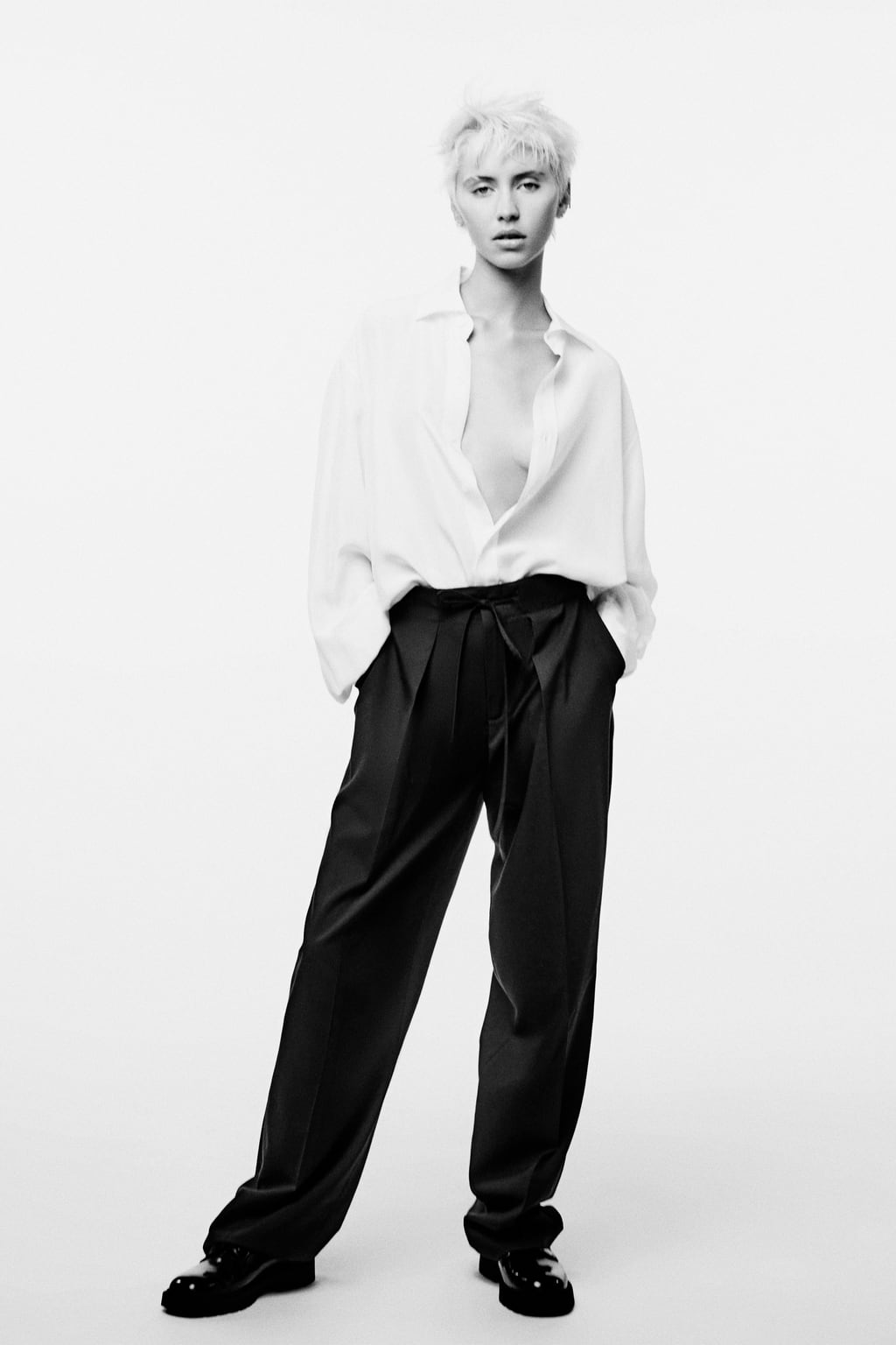 

Шелковая рубашка Zw Collection ZARA, экру