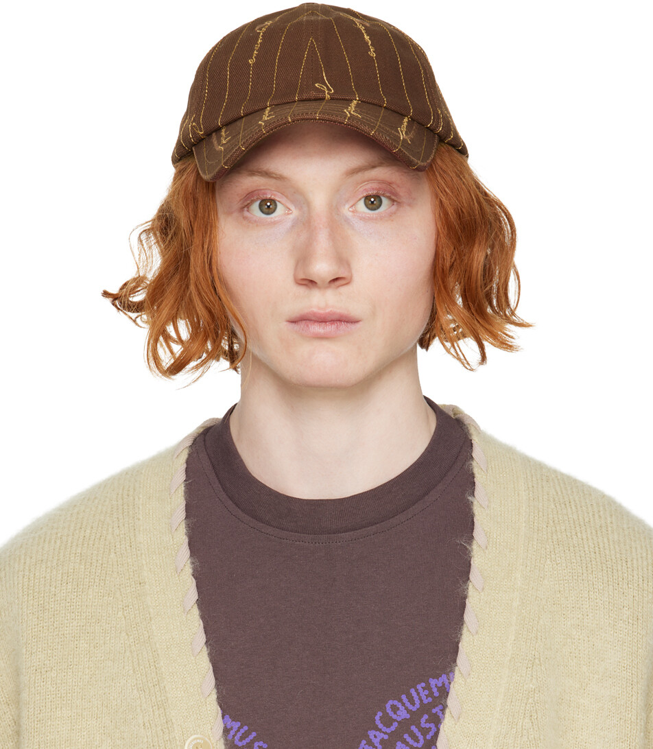 

Коричневая кепка Le Raphia 'La Casquette Jacquemus' Jacquemus, цвет Beige logo stripes brown