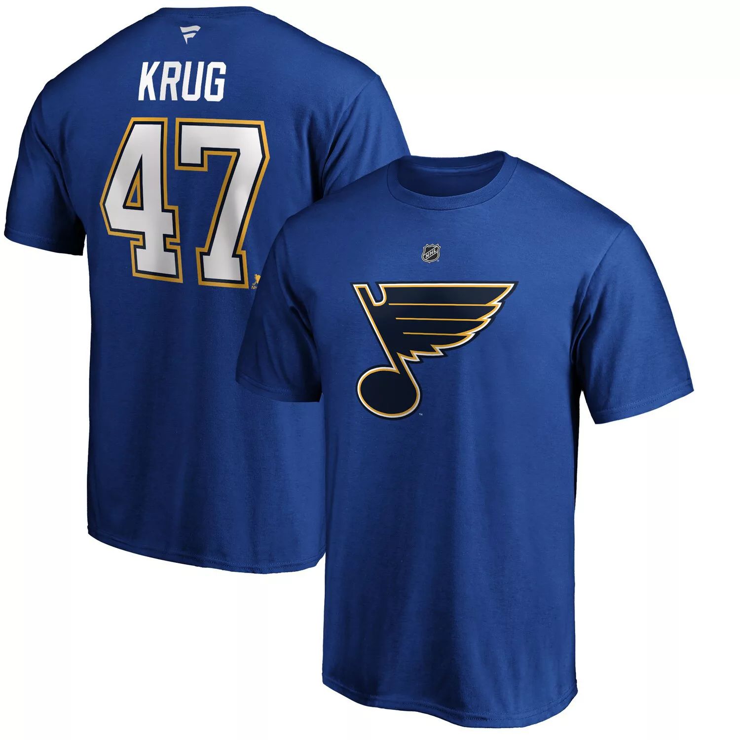 Мужская фирменная футболка Torey Krug Blue St. Louis Blues с аутентичным именем и номером Stack Fanatics