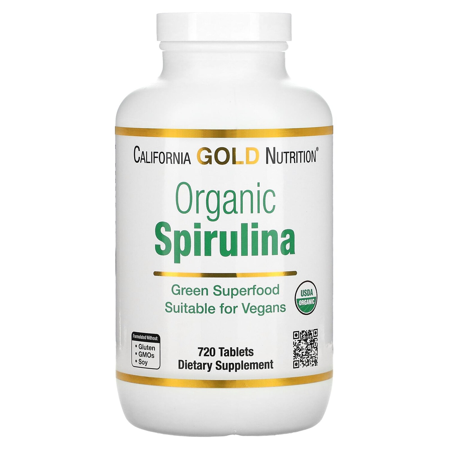 

Органическая спирулина, 500 мг, 720 таблеток, California Gold Nutrition