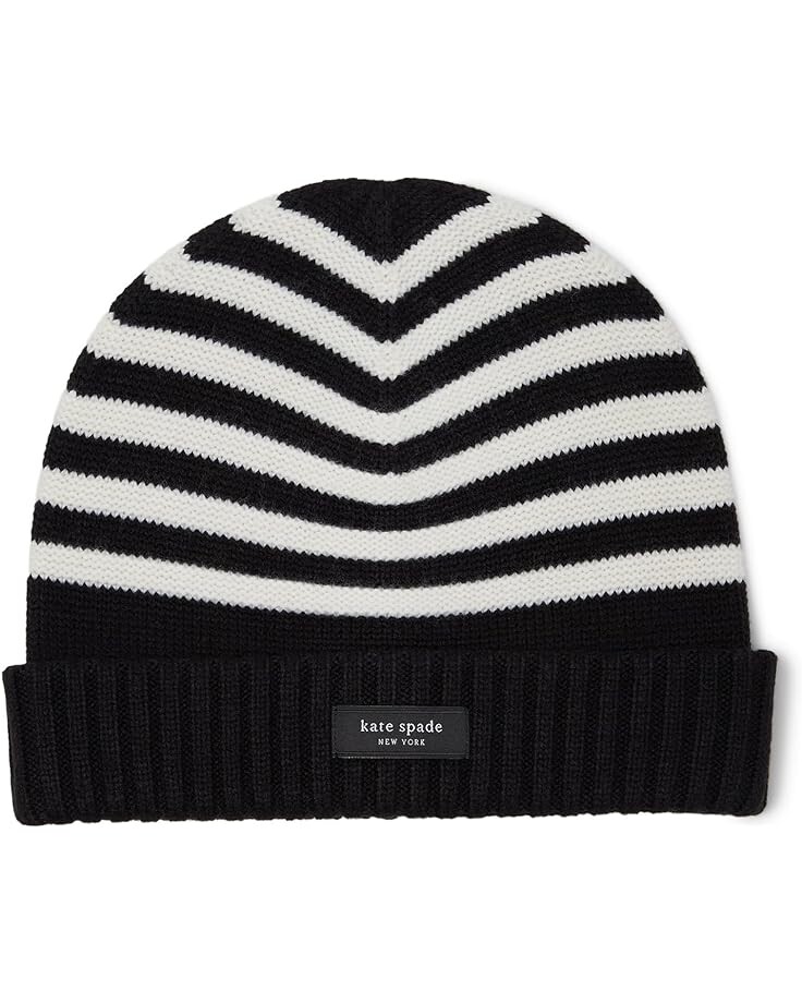 

Шапка Kate Spade New York Modern Multi Stripe Garter Stitch Beanie, черный