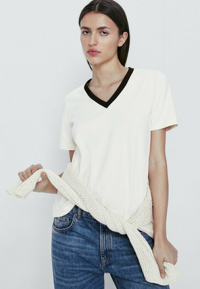 

Футболка Basic Massimo Dutti, бежевый