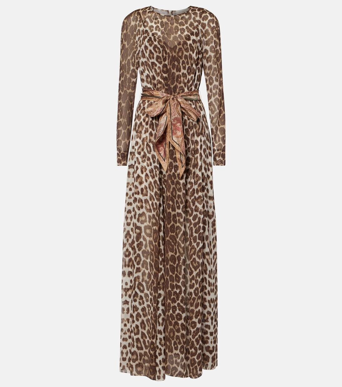 

Длинное платье с леопардовым принтом Zimmermann, цвет chocolate leopard