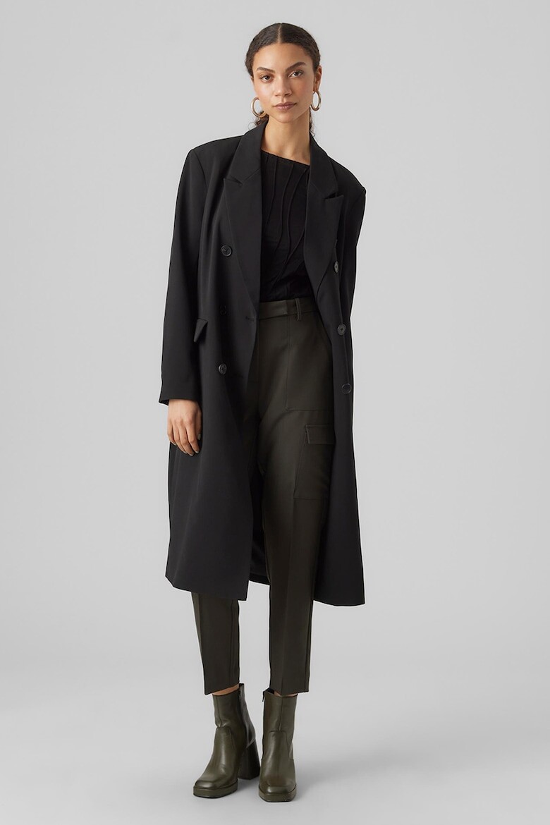 

Двубортное пальто с карманами с клапанами Vero Moda, черный