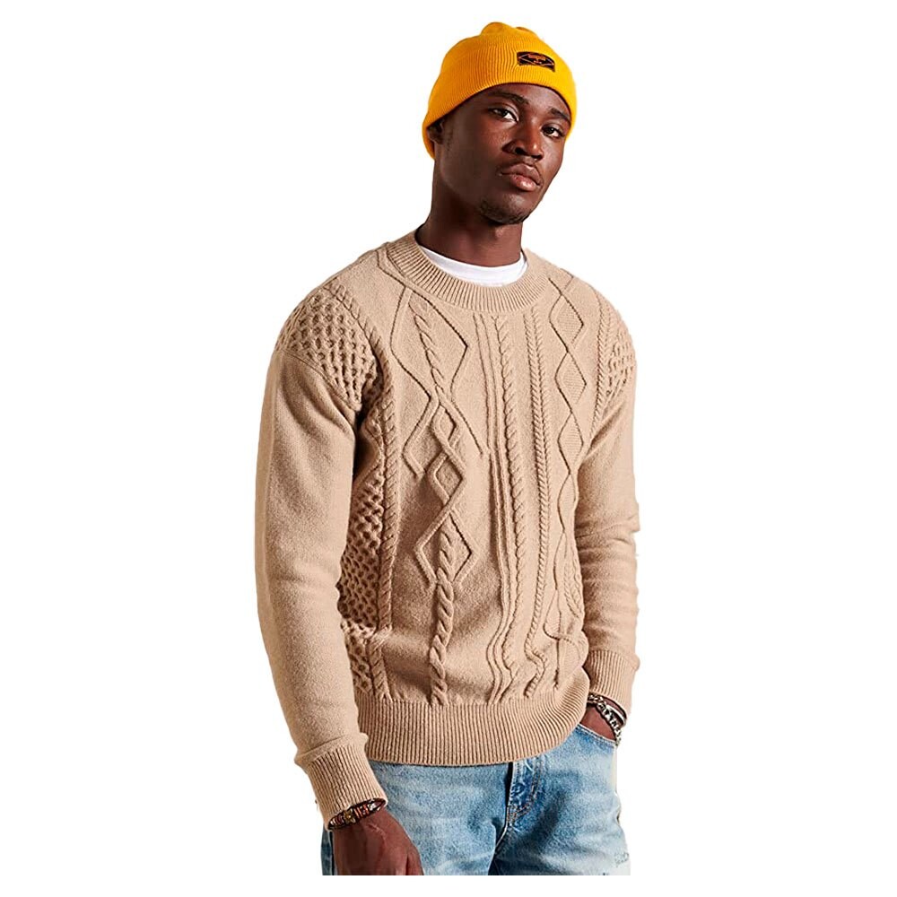 

Свитер Superdry Patchwork Cable, бежевый