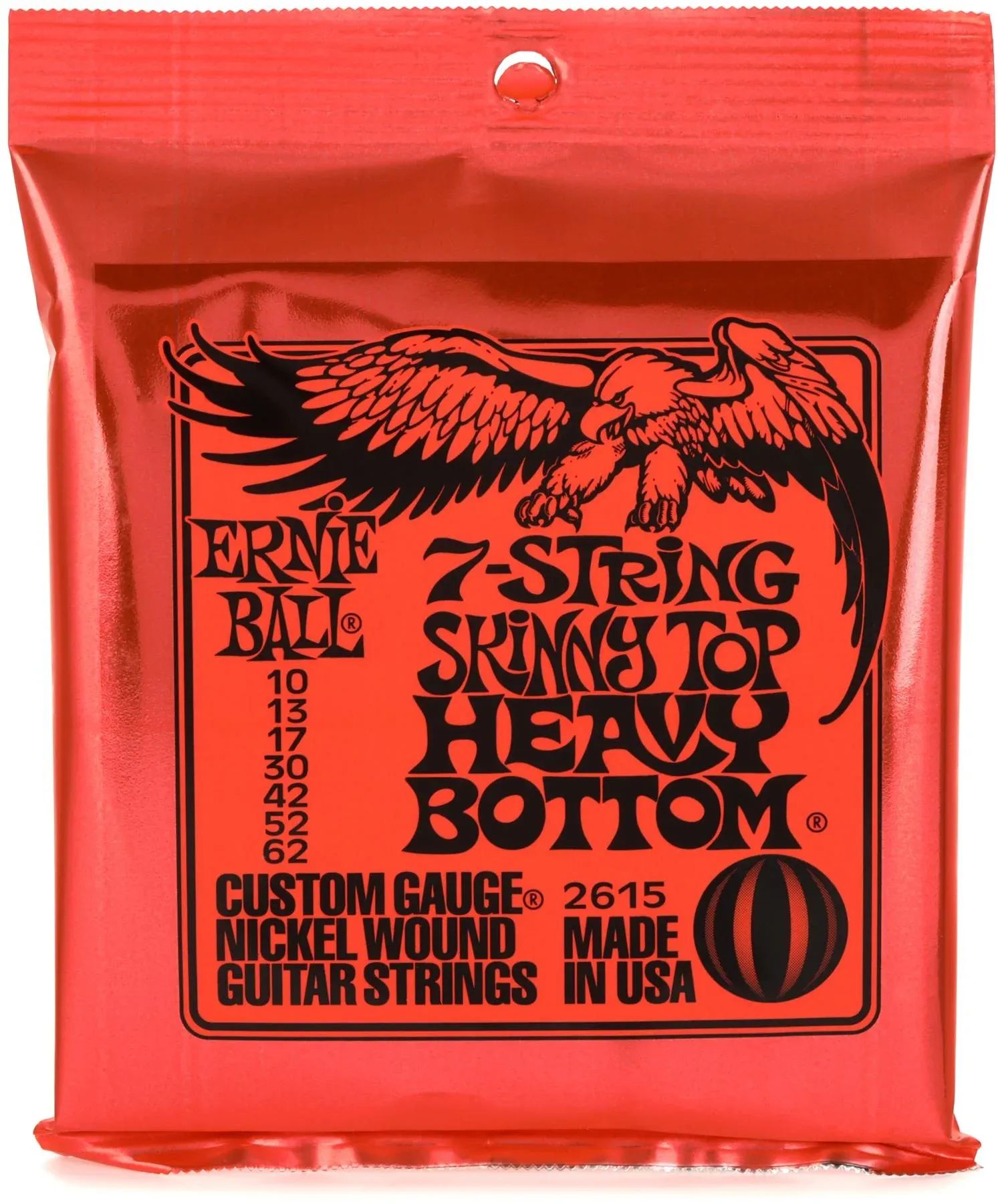 

Ernie Ball 2615 Skinny Top Heavy Bottom Slinky, струны для электрогитары с никелированной обмоткой — .010-.062, 7-струнная