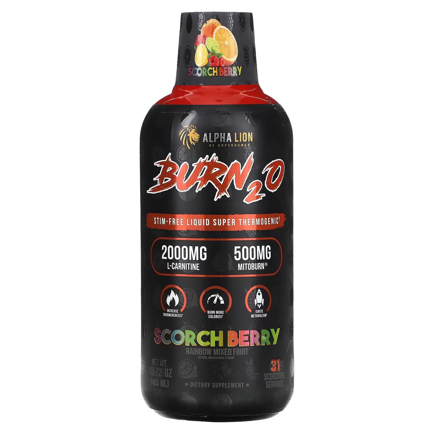 

Burn2O, Scorch Berry, Радужная фруктовая смесь, 15,72 унции (465 мл) Alpha Lion