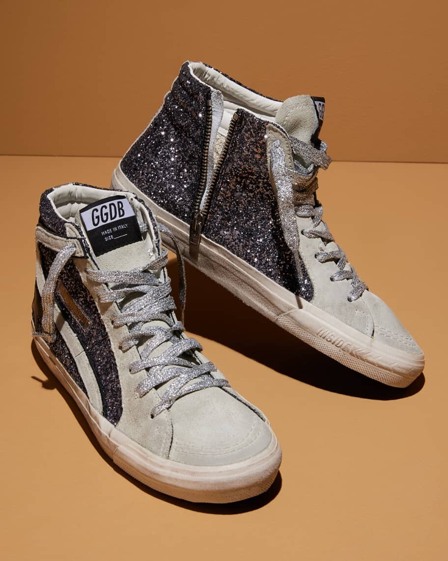 

Кроссовки Slide Mid-Top из блестящей кожи Golden Goose