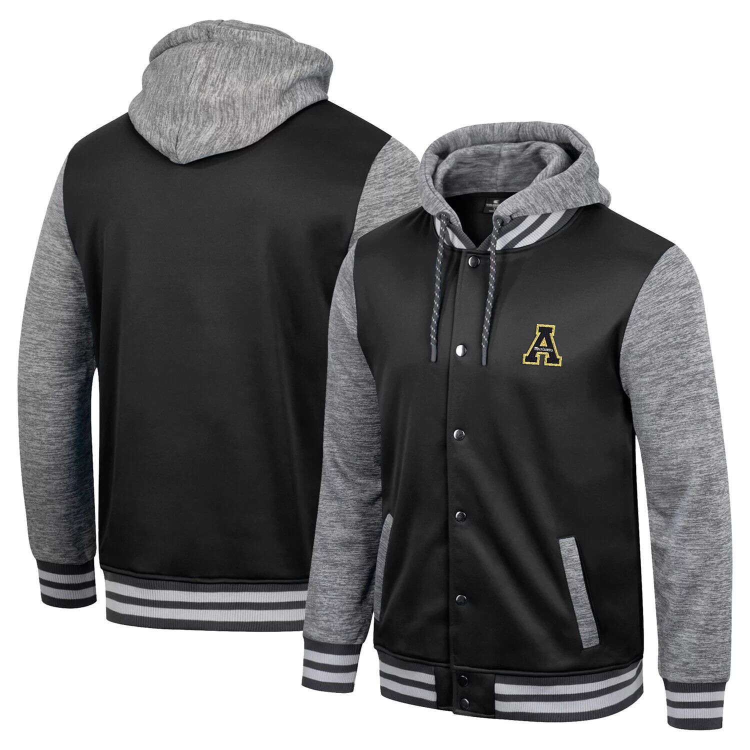

Мужская черная куртка с капюшоном и застежкой на пуговицы Appalachian State Mountaineers Robinson Colosseum
