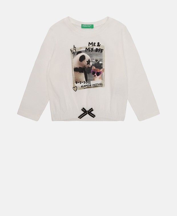 

Топ с длинными рукавами United Colors of Benetton, экрю