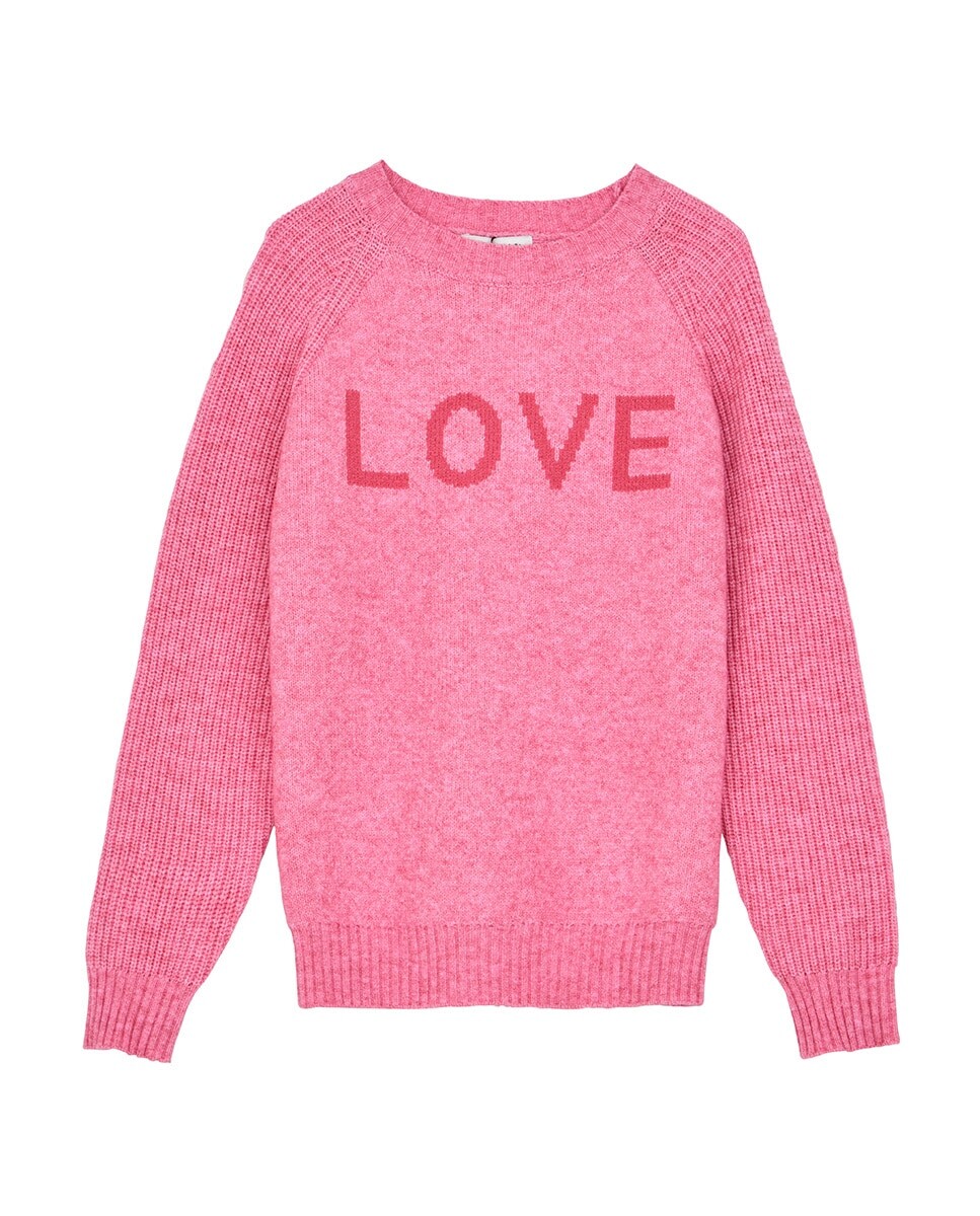 

Свитер для девочки с длинными рукавами и принтом «LOVE» Mini Molly, розовый