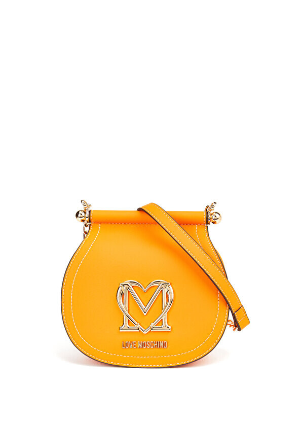 

Женская сумка через плечо с оранжевым логотипом Love Moschino