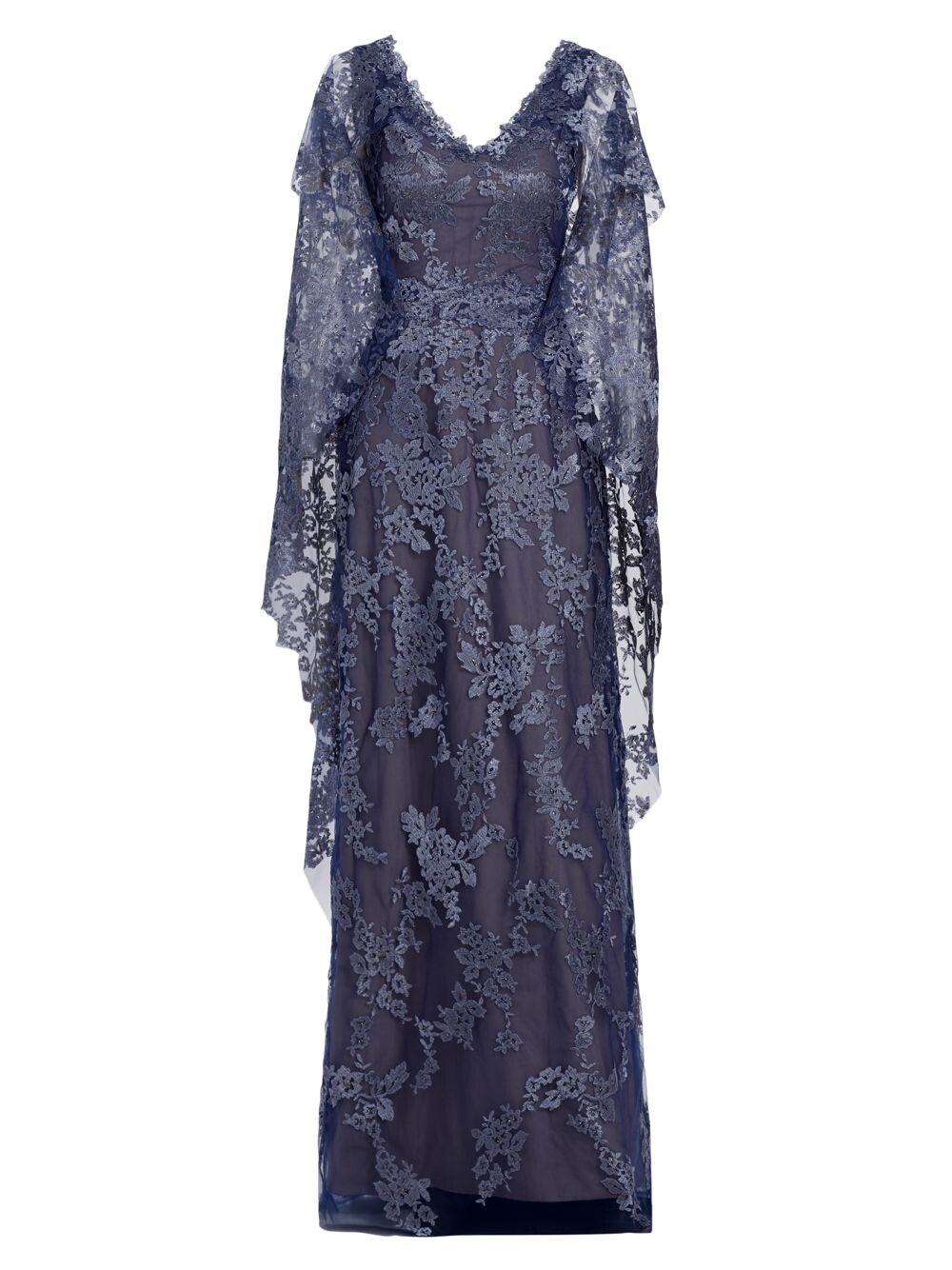 

Кружевное платье-накидка с V-образным вырезом Rene Ruiz Collection, индиго