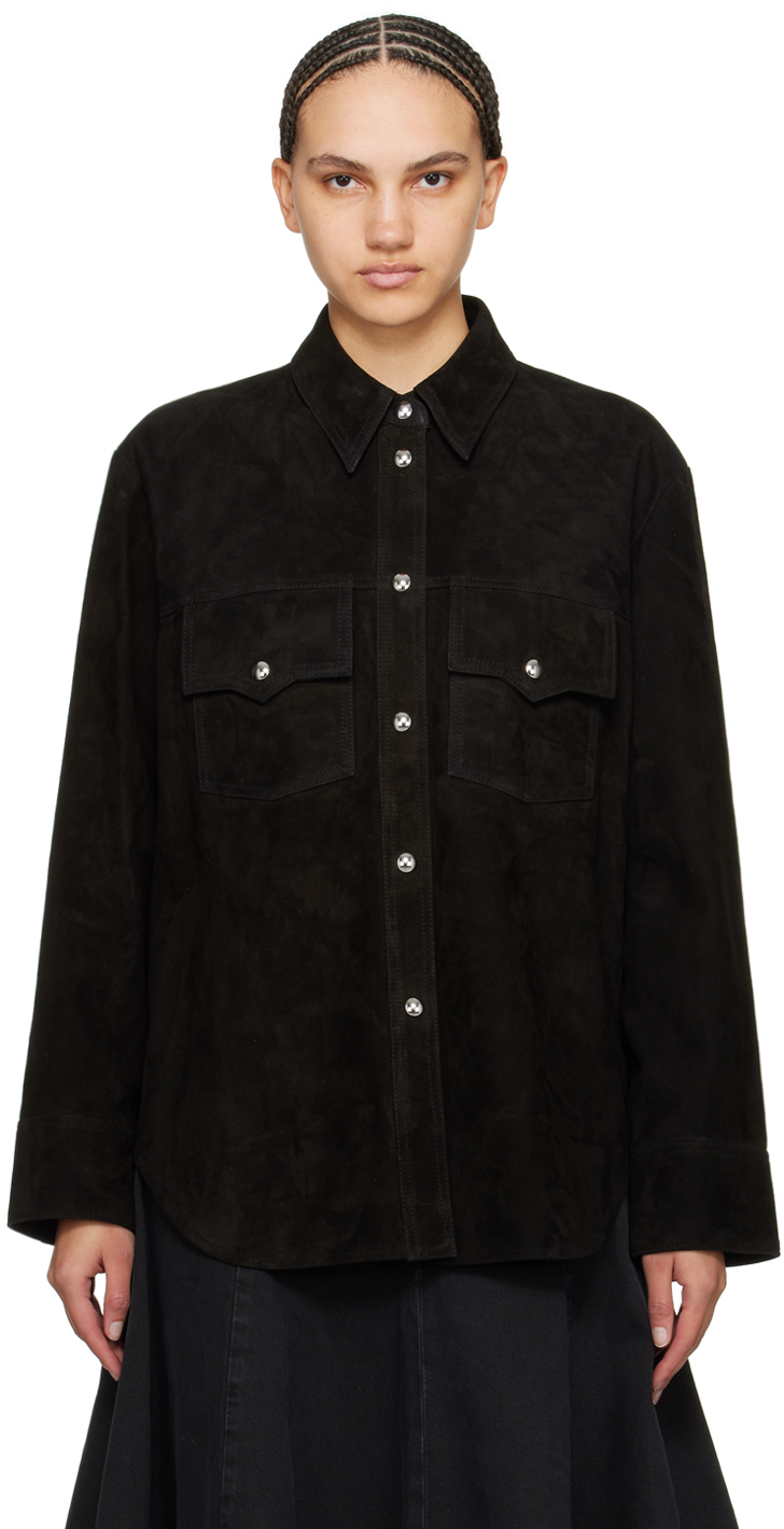 Черная замшевая куртка Jinn Khaite куртка замшевая zara коричневый