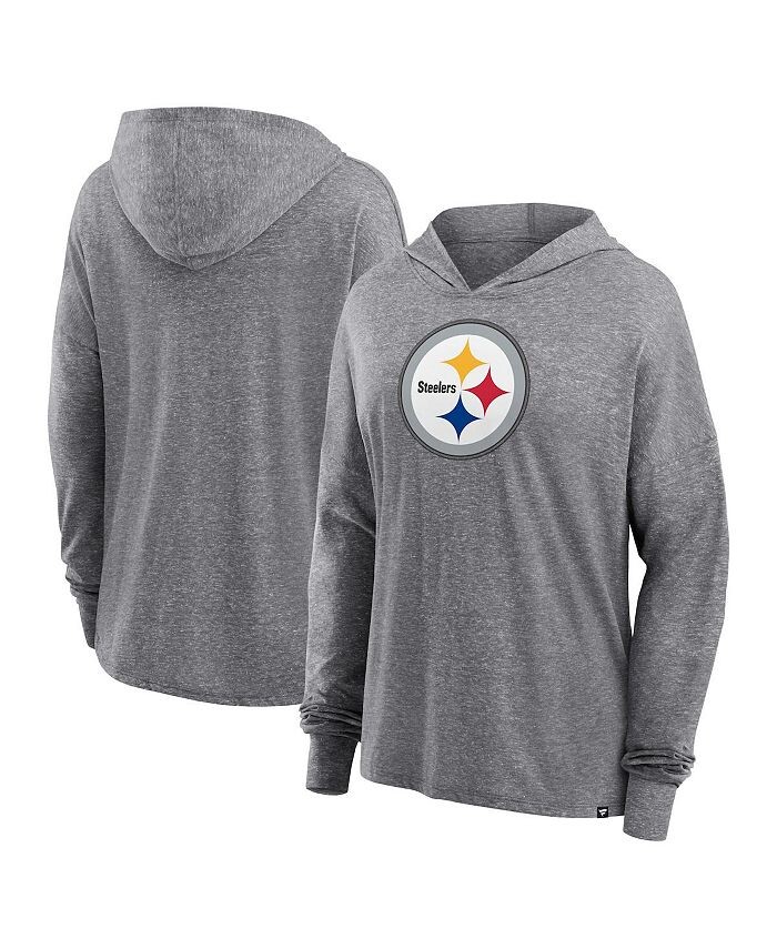 

Женский уютный пуловер с капюшоном с логотипом Heather Grey Pittsburgh Steelers Fanatics, серый