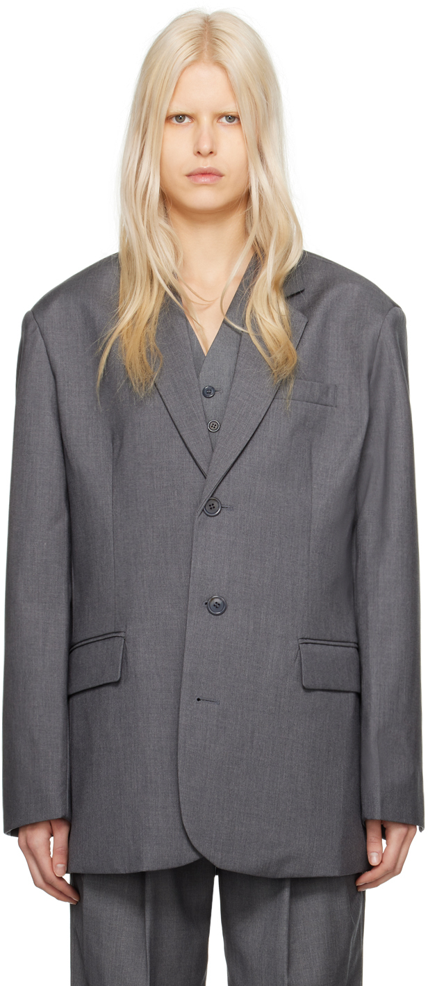 Серый пиджак Gelso The Frankie Shop пиджак из смесовой шерсти uniqlo темно серый