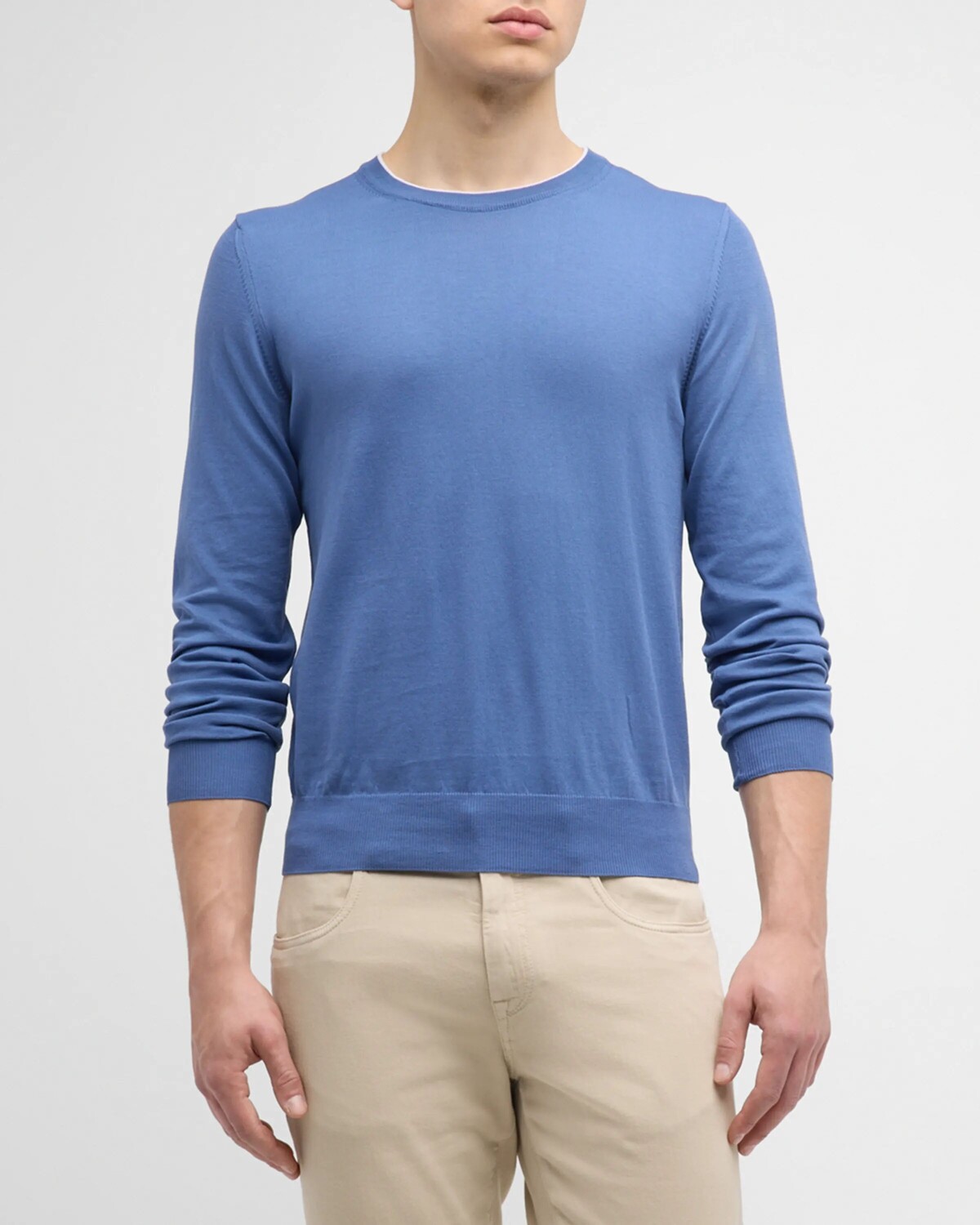 

Мужской хлопковый свитер с круглым вырезом Canali, цвет Light Blue