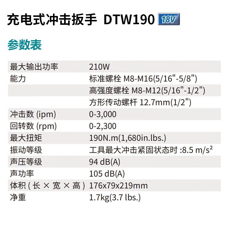 Гайковерт ударный Makita DTW190SFJ1 + два аккумулятора 18V/3.0Ah