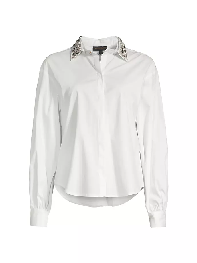 

Блуза из хлопковой смеси, украшенная кристаллами Donna Karan New York, белый