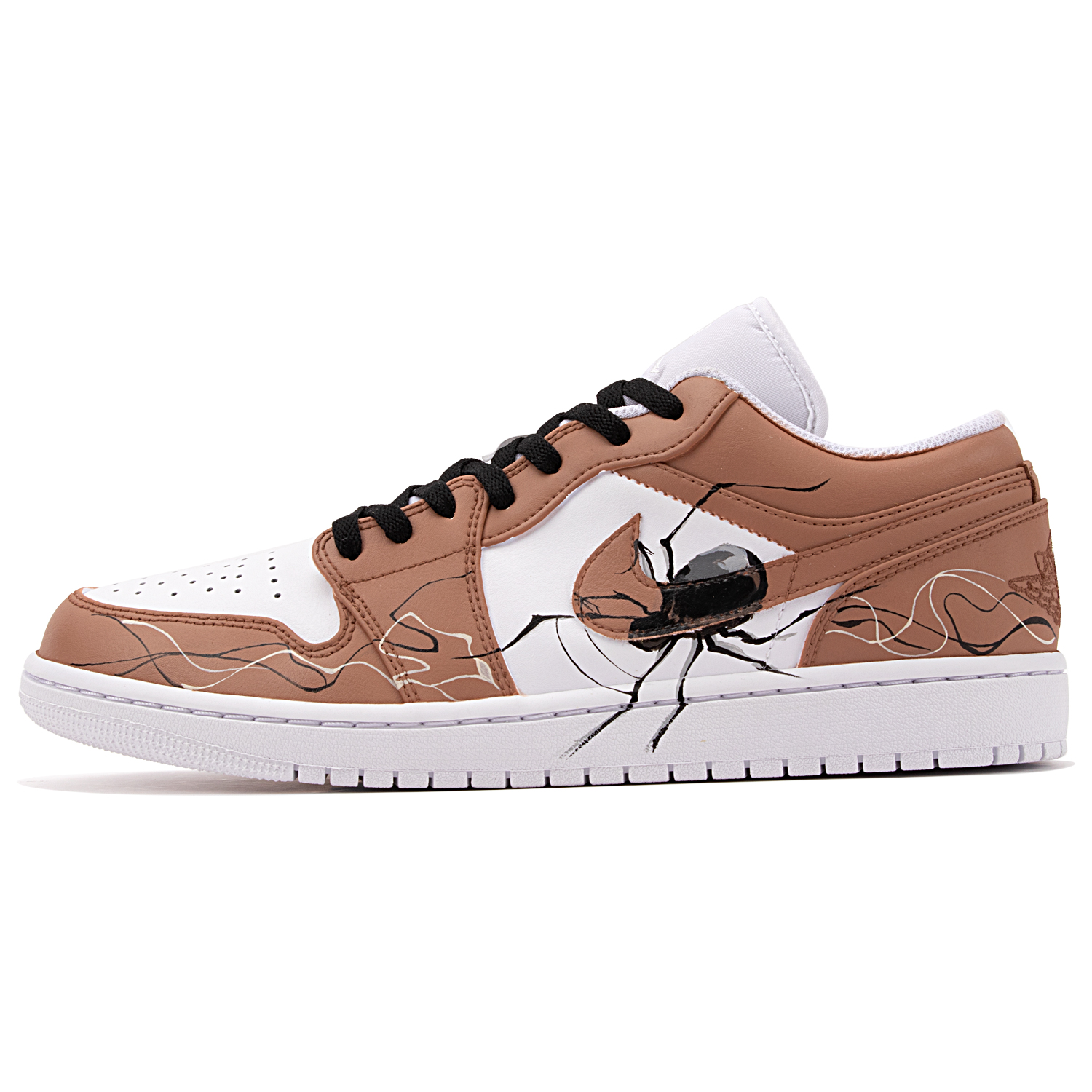 

Кроссовки Air Jordan 1 Vintage Basketball Shoes Men Low-top Brown/white/black, коричневый