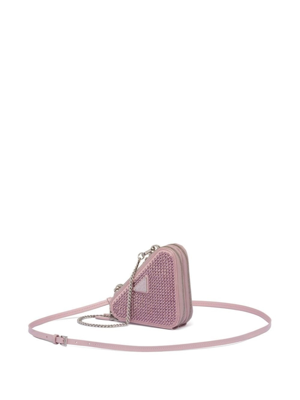 

Prada mini Triangle crystal-embellished crossbody bag, розовый