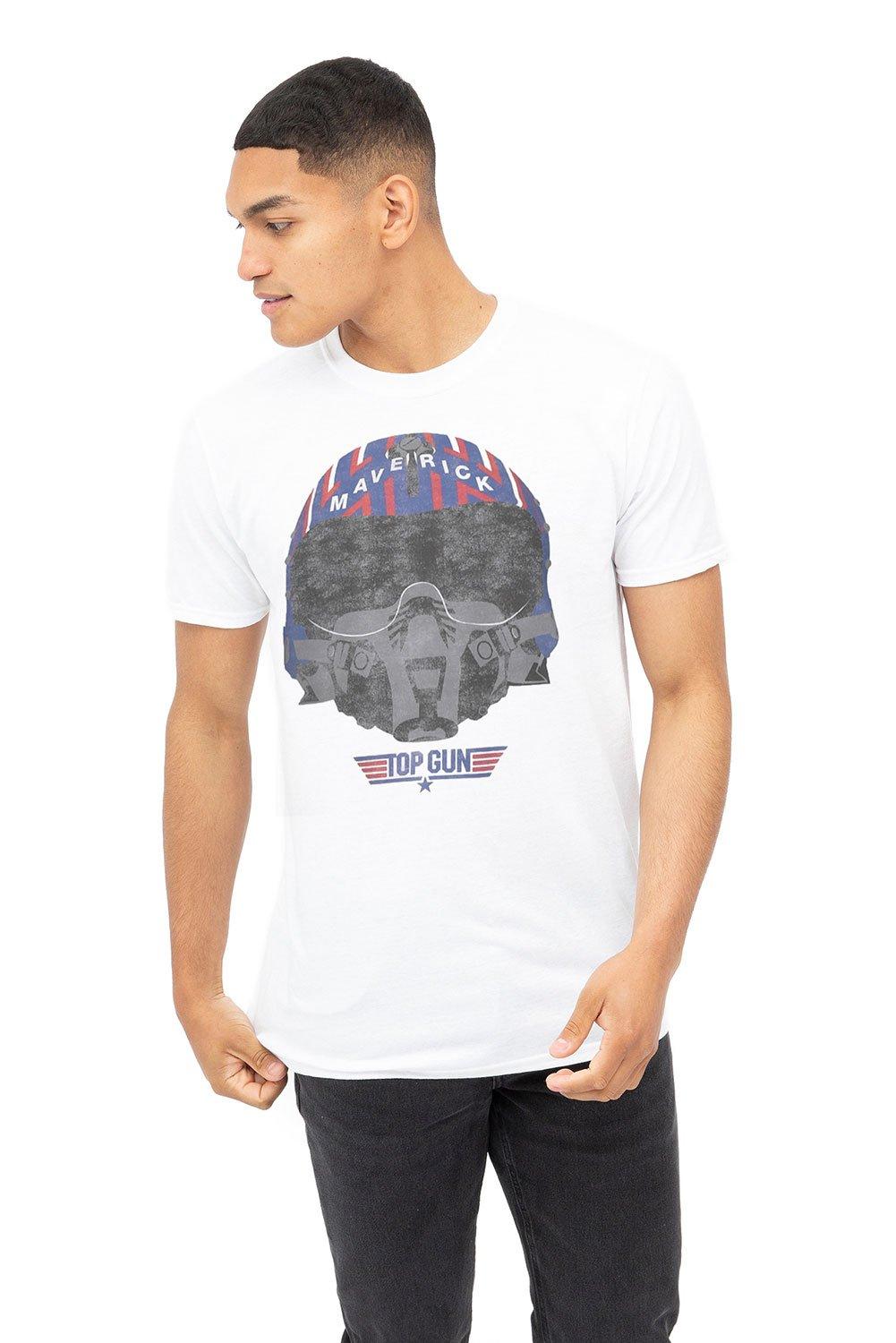 Хлопковая футболка со шлемом TOP GUN, белый gun