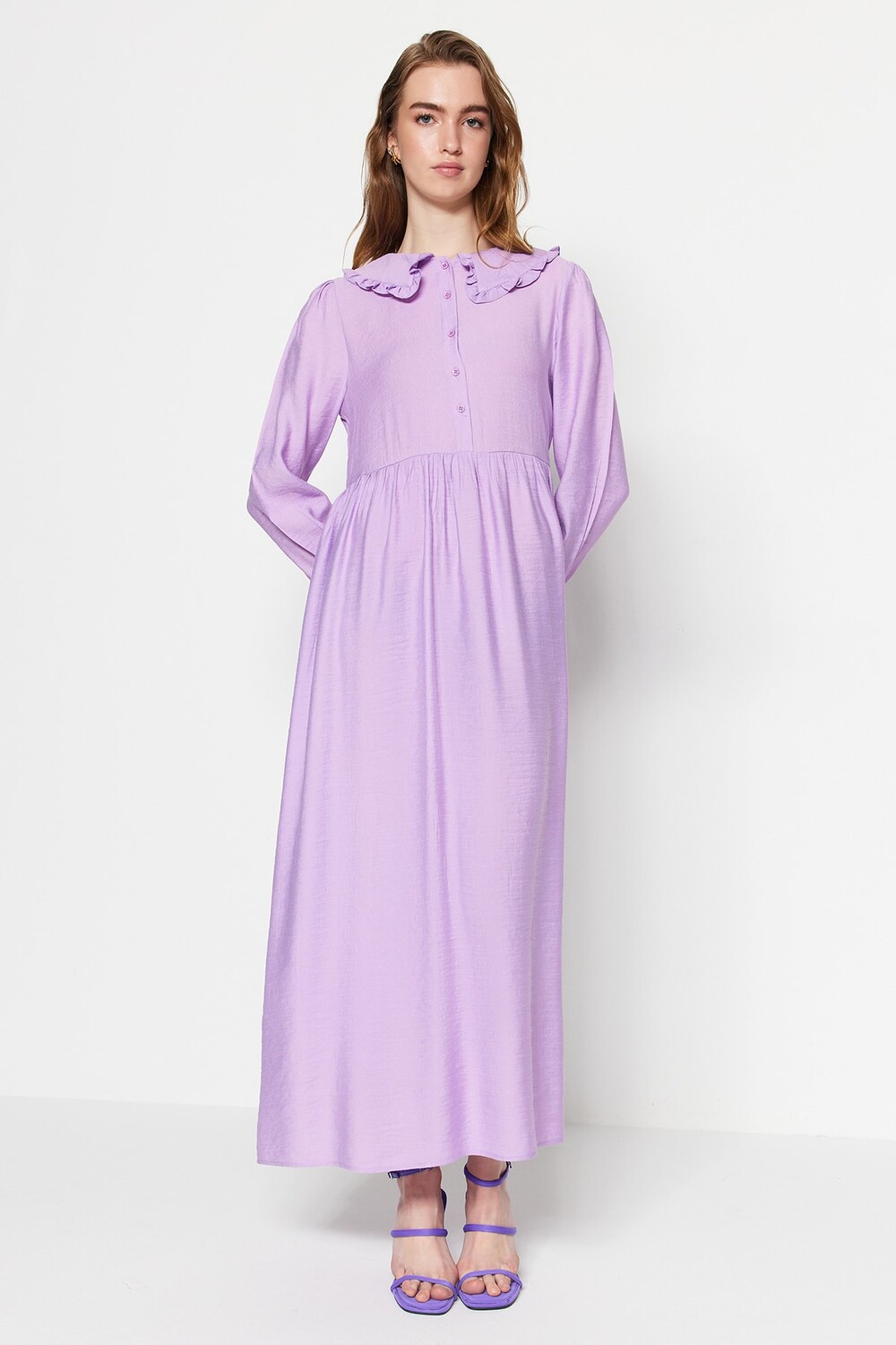 

Платье - Фиолетовое - Базовое Trendyol Modest, фиолетовый