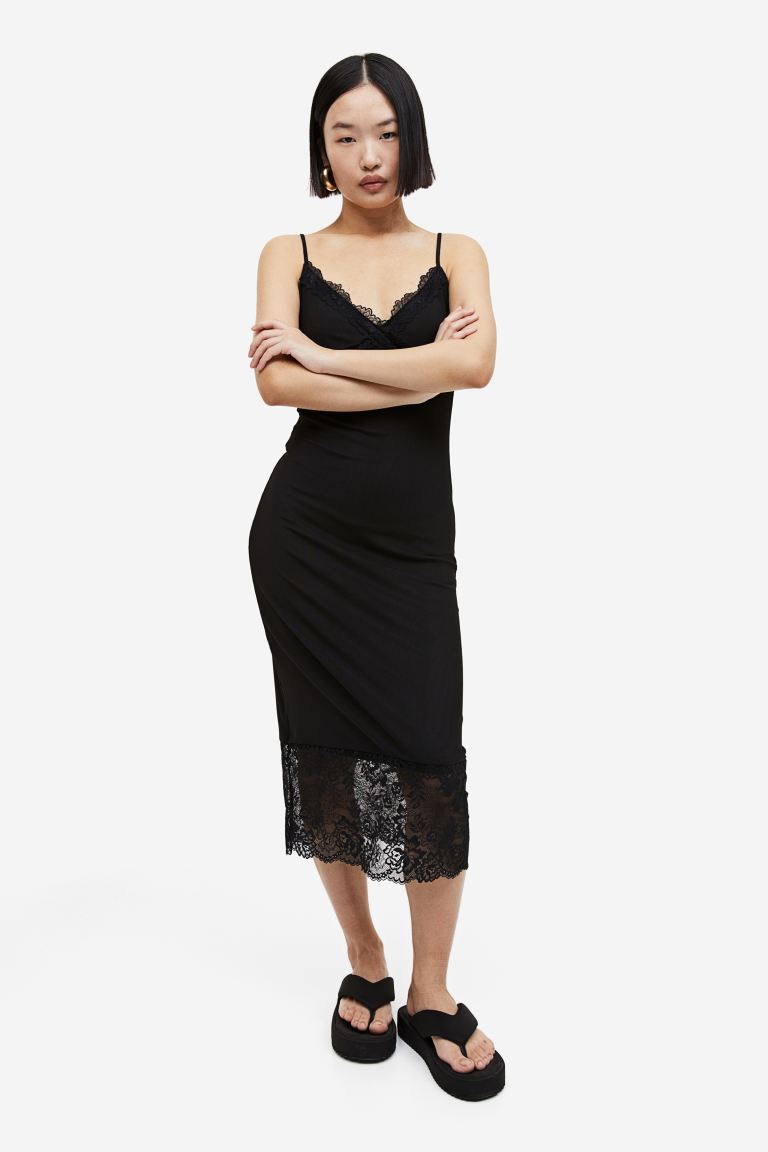 Платье в сеточку из кружева в полоску H&M