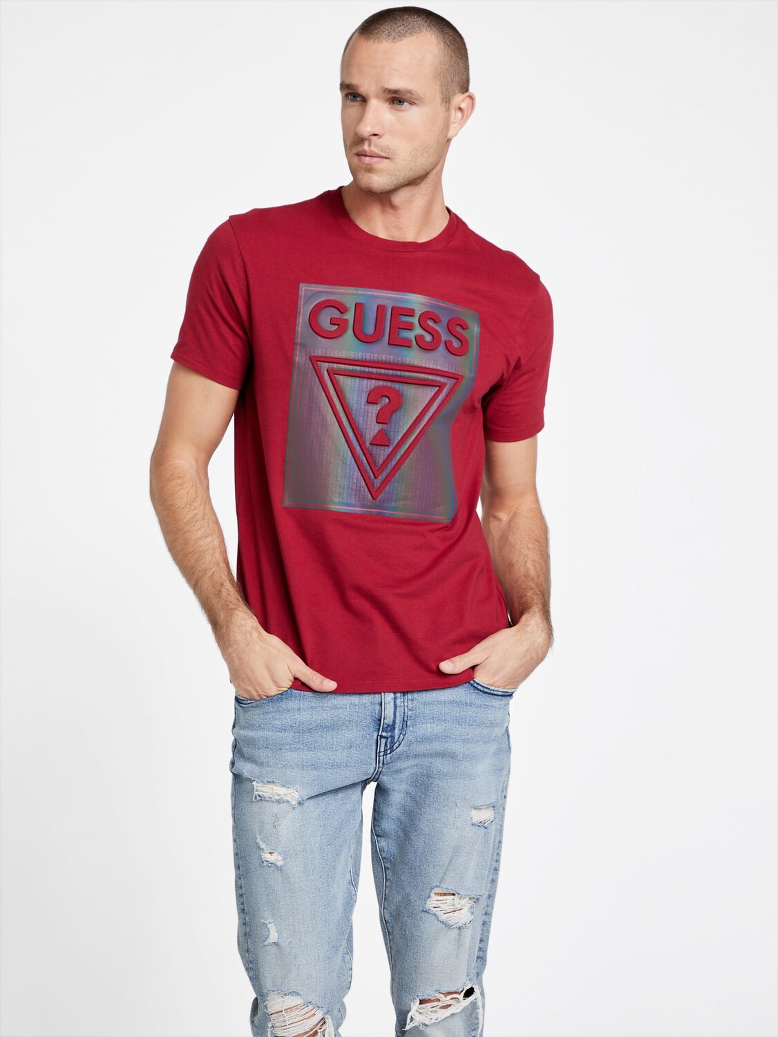 

Футболка с логотипом Quanas Guess Factory, цвет Beet Juice Red