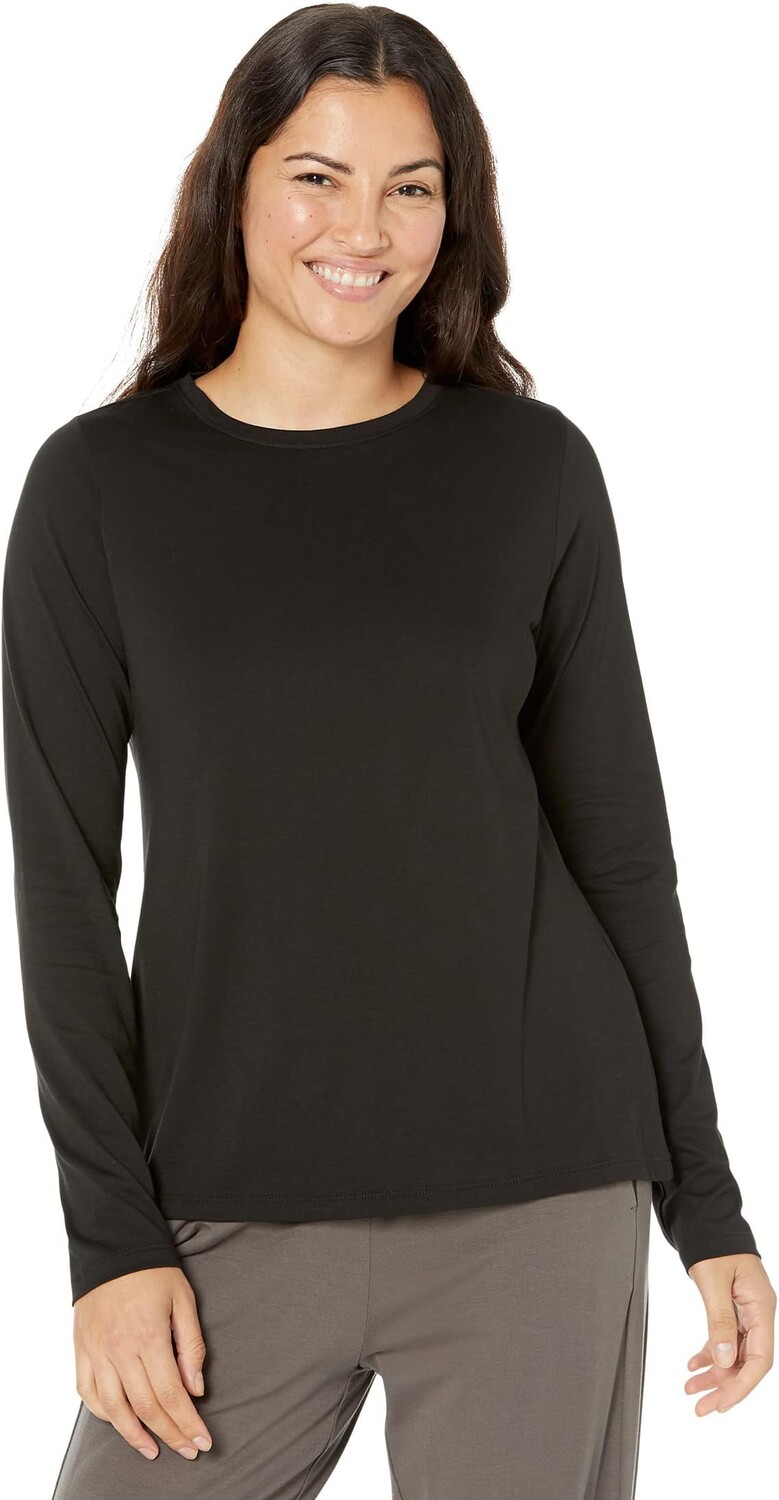 

Футболка с длинными рукавами и круглым вырезом Eileen Fisher, черный