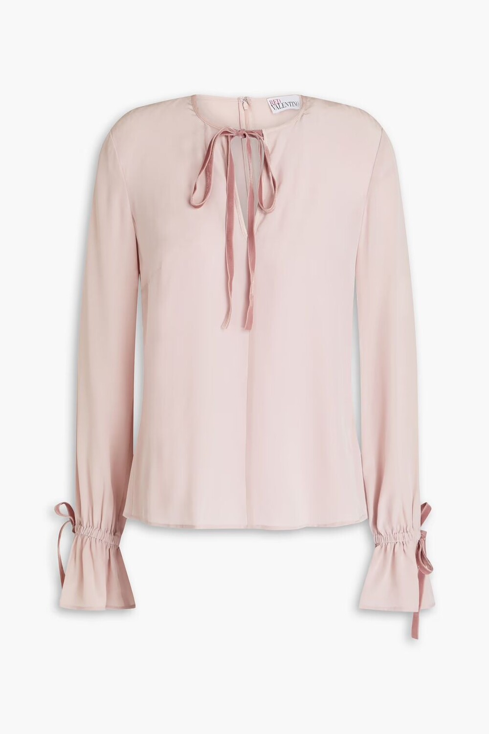 

Блузка из шелкового крепа с бархатной отделкой Redvalentino, пастельно-розовый