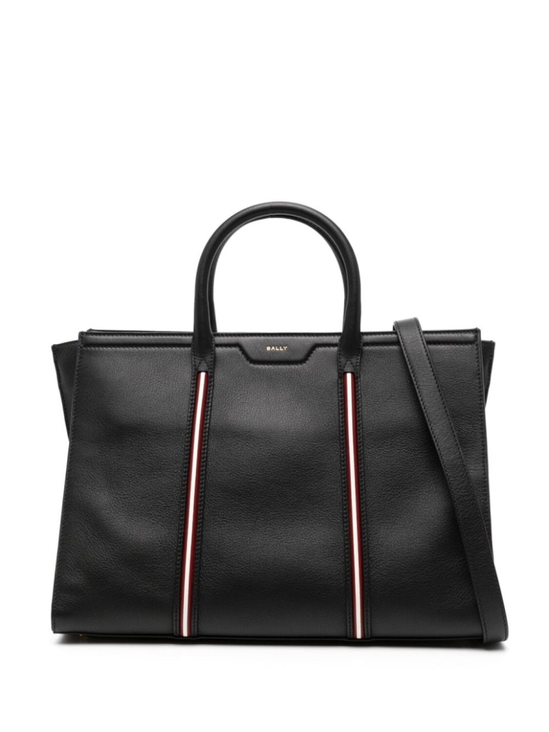

Сумка-тоут из кожи Bally с полосками, черный