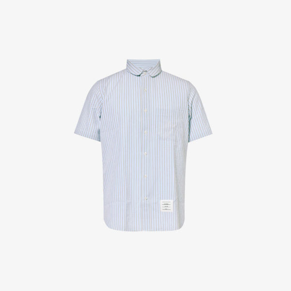

Рубашка свободного кроя из хлопка с фирменной нашивкой Thom Browne, синий