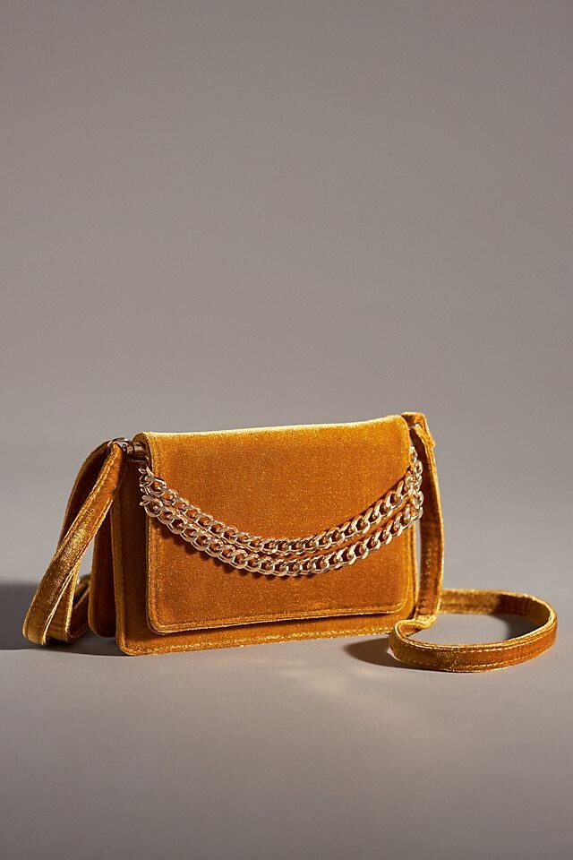 

Кошелек Anthropologie бархатный через плечо, желтый