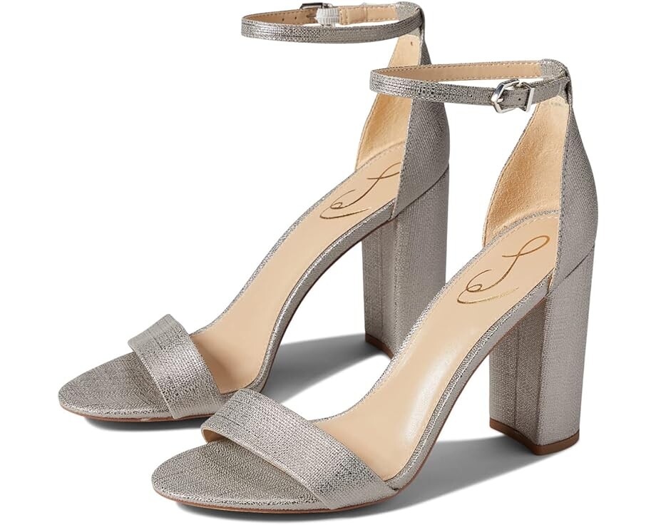 

Туфли Sam Edelman Yaro Ankle Strap Sandal Heel, цвет Pewter Metallic