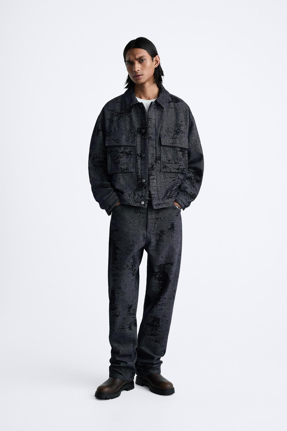 

Джинсы абстрактный жаккардовый ZARA, синий