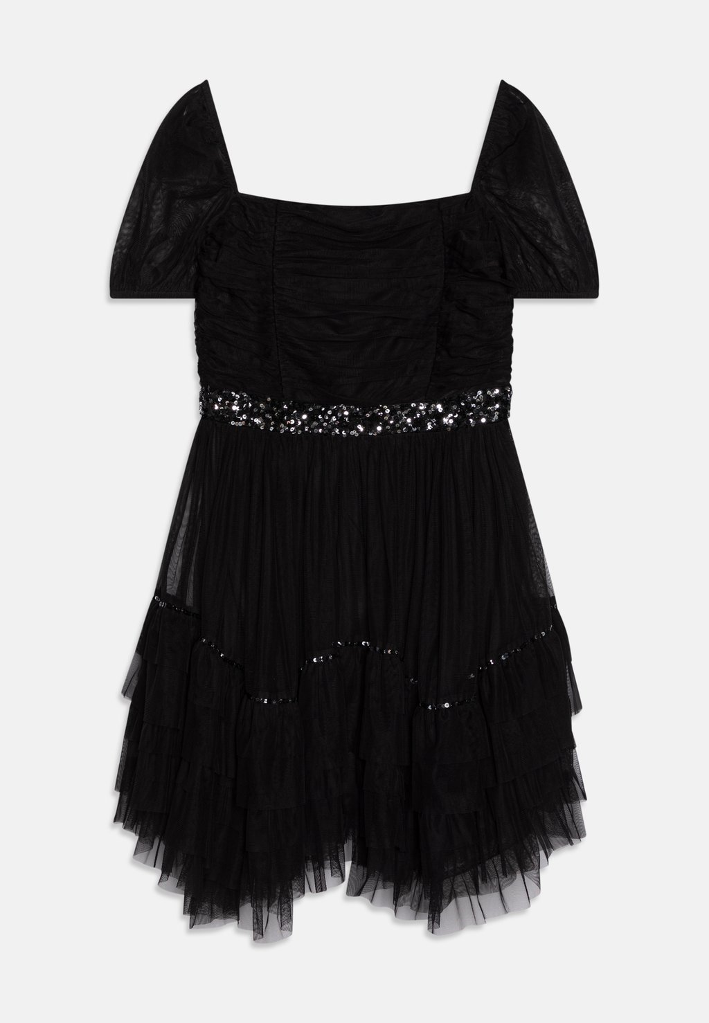 цена Элегантное платье Square Neck Puff Sleeve Mini Dress With Embellishment Anaya with love, черный