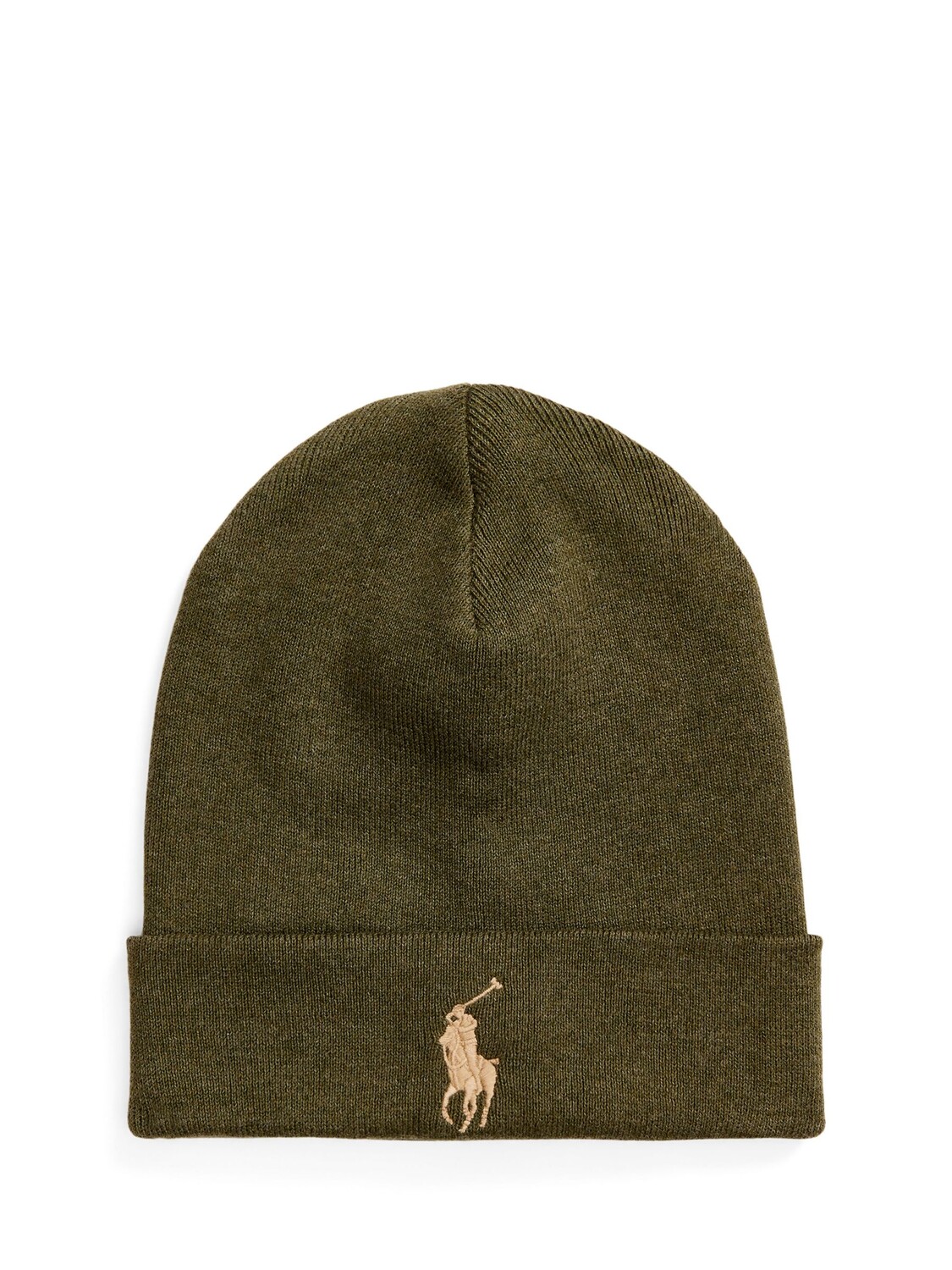 

Хлопковая шапка-бини поло Ralph Lauren, армейская оливковая хизер