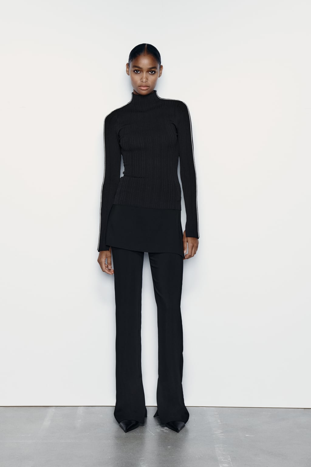 

Вязаное платье-бомбер на молнии ZARA, черный