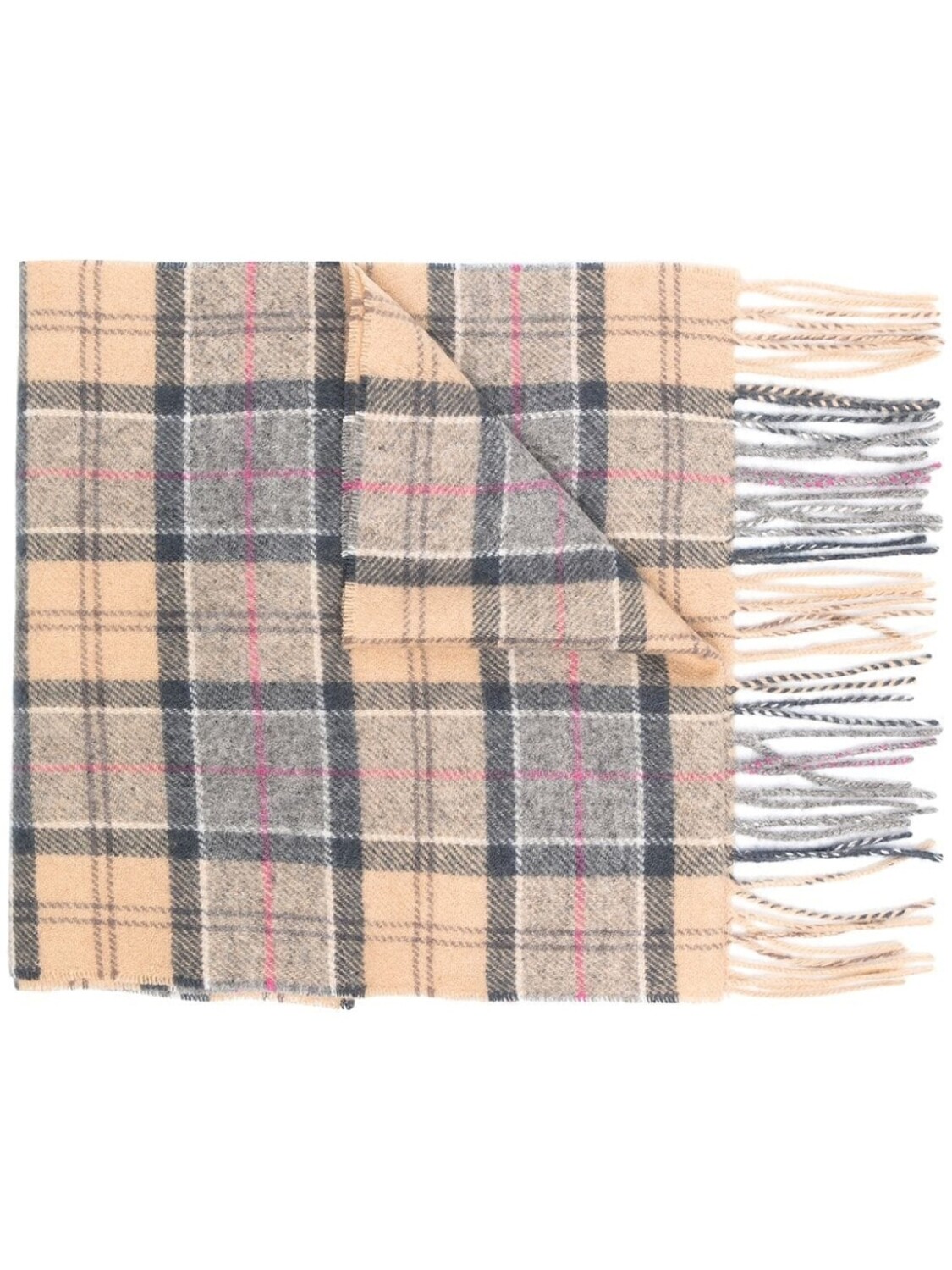 

Barbour клетчатый шарф с бахромой, коричневый