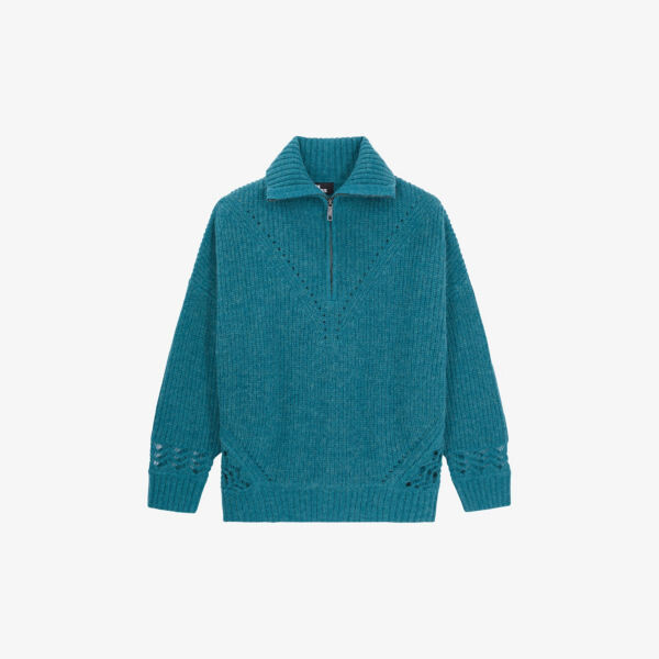 

Тканый джемпер с V-образным вырезом и вырезом The Kooples, синий