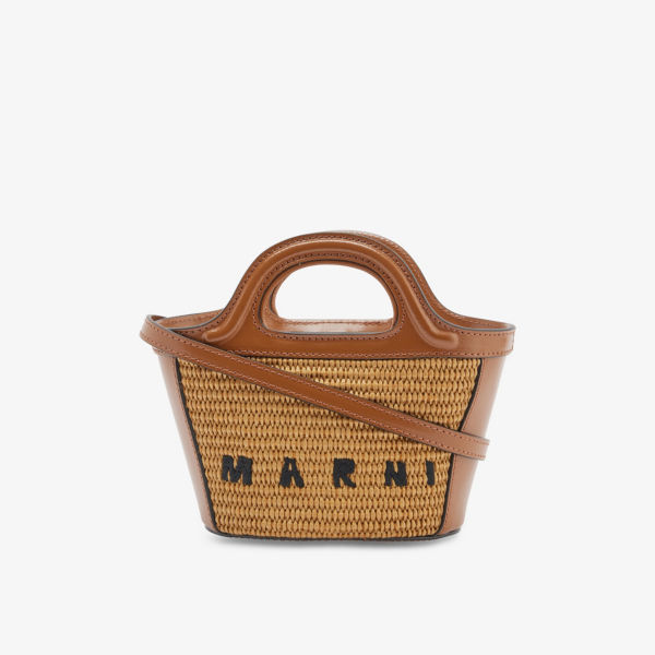 Соломенная сумка через плечо Tropicalia Marni, цвет raw sienna цена и фото