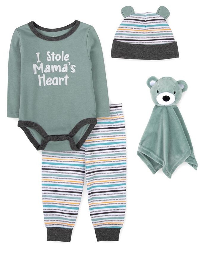 

Комплект Layette с Lovey Set для маленьких мальчиков, 4 предмета Baby Essentials, зеленый