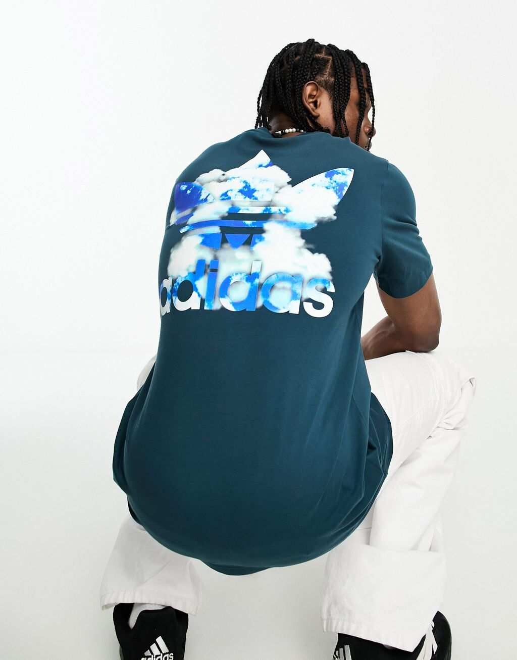 

Темно-синяя футболка с изображением трилистника adidas Originals Cloud, Синий