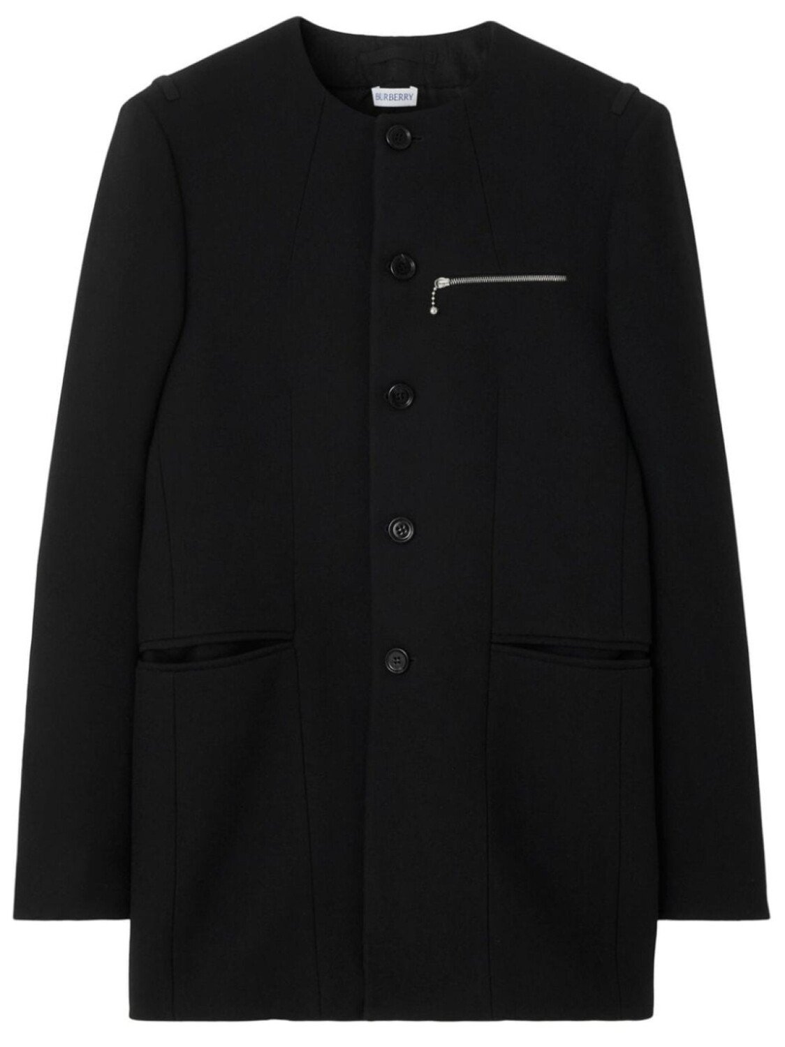 

Шерстяная куртка без воротника Burberry, черный