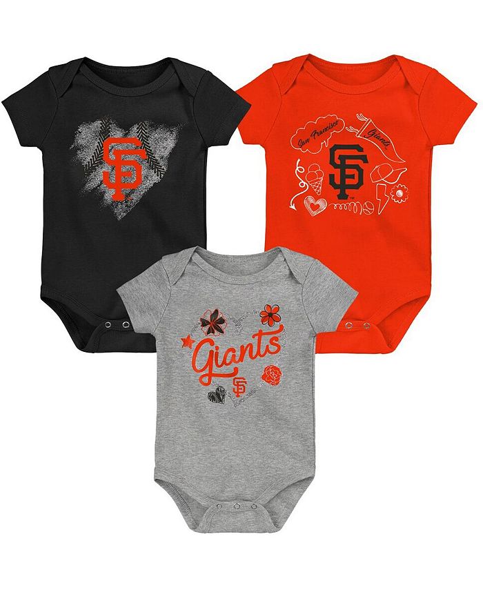 Комплект боди San Francisco Giants черного, оранжевого и серого цвета для новорожденных, комплект из 3 предметов Outerstuff, мультиколор черный боди для новорожденных san francisco giants hit and run для новорожденных outerstuff черный