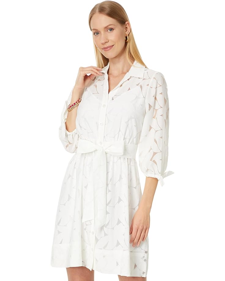 Платье Lilly Pulitzer Amrita 3/4 Sleeve Shirtdress, цвет Resort White Flora Faille